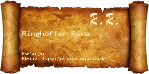 Ringhoffer Réka névjegykártya